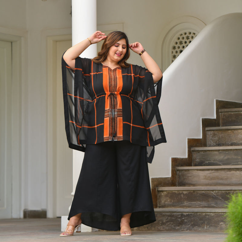 Blazing Black Georgette Kaftan Co-Ord Set