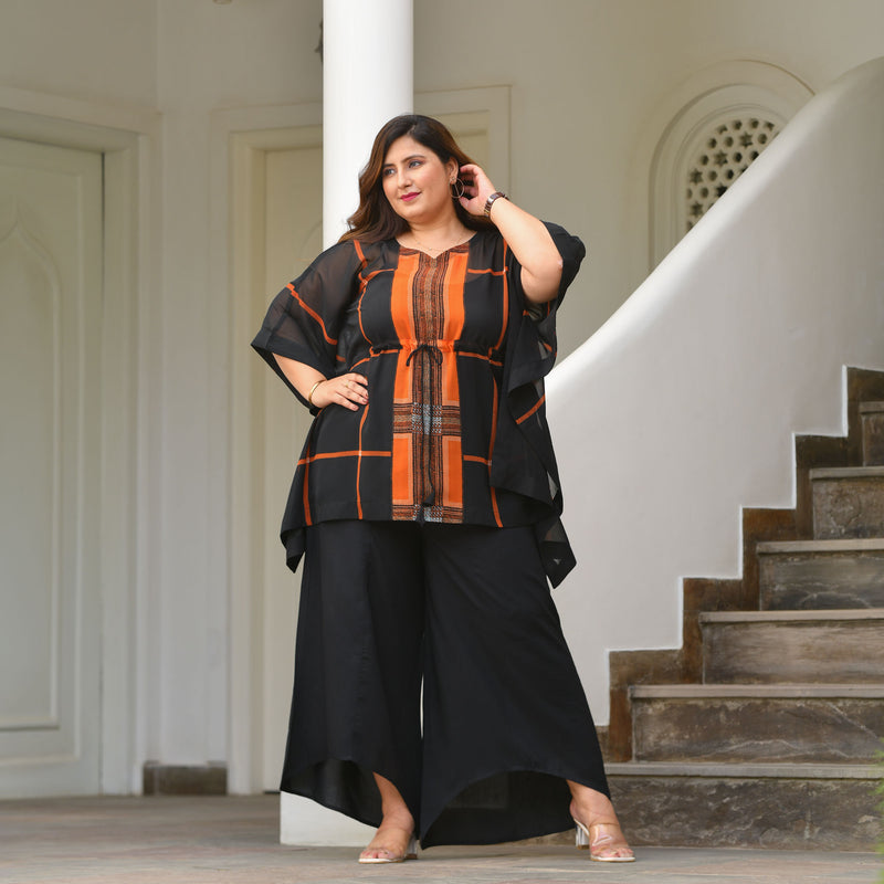 Blazing Black Georgette Kaftan Co-Ord Set