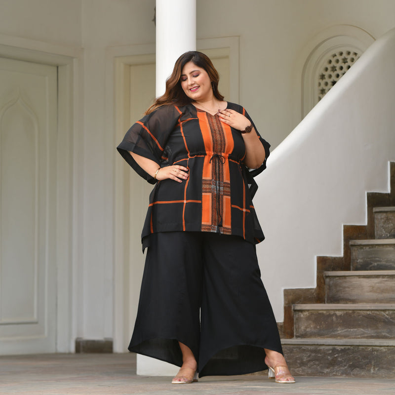 Blazing Black Georgette Kaftan Co-Ord Set