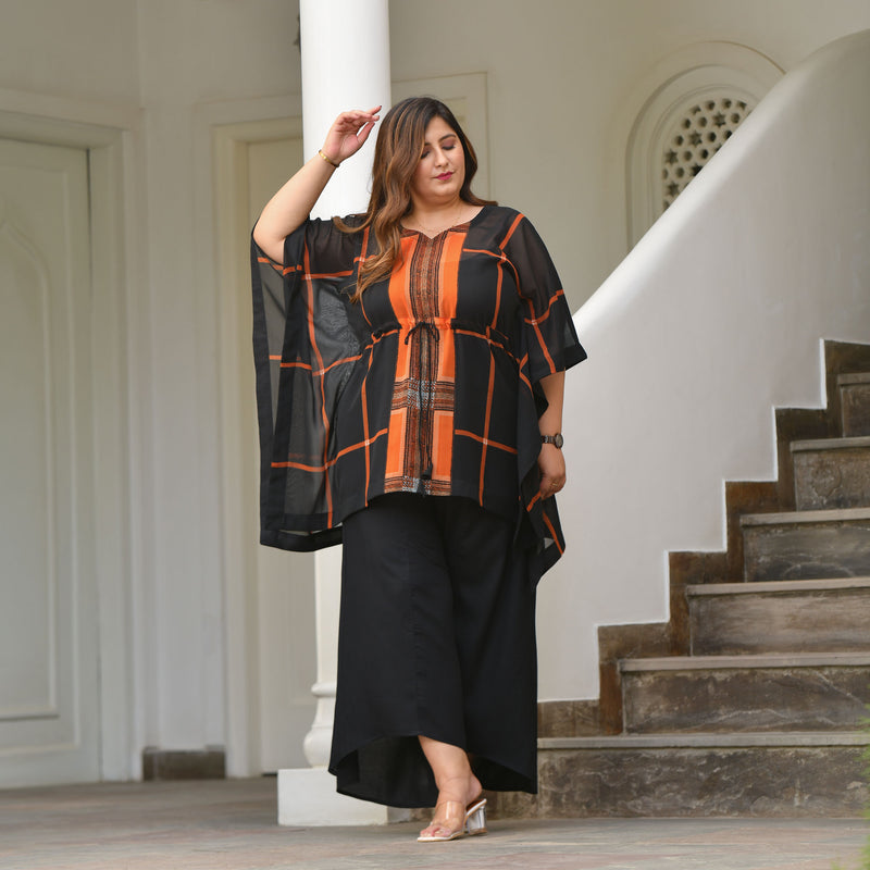 Blazing Black Georgette Kaftan Co-Ord Set
