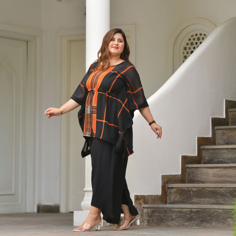 Blazing Black Georgette Kaftan Co-Ord Set