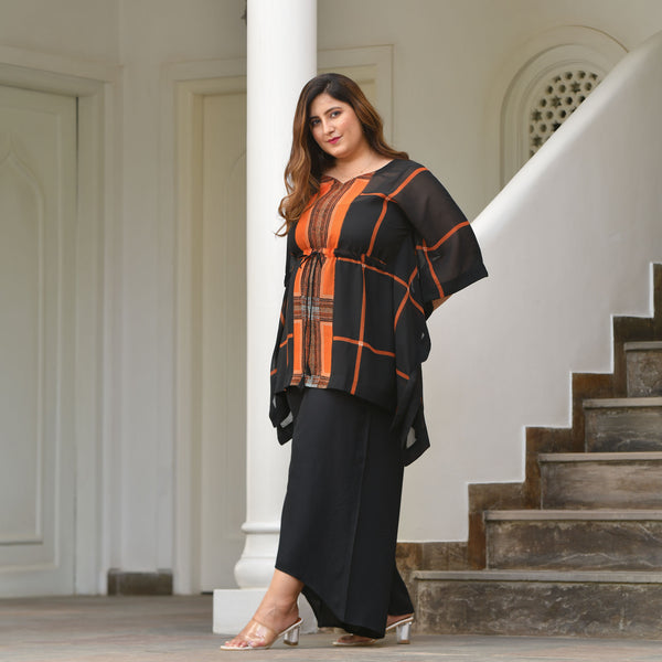 Blazing Black Georgette Kaftan Co-Ord Set