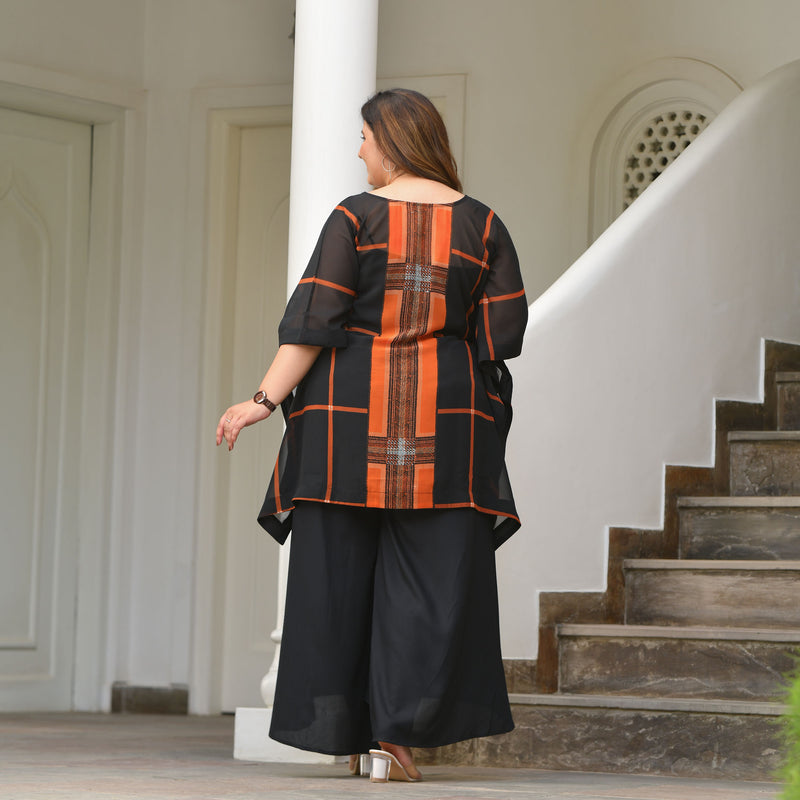 Blazing Black Georgette Kaftan Co-Ord Set