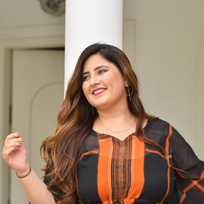 Blazing Black Georgette Kaftan Co-Ord Set