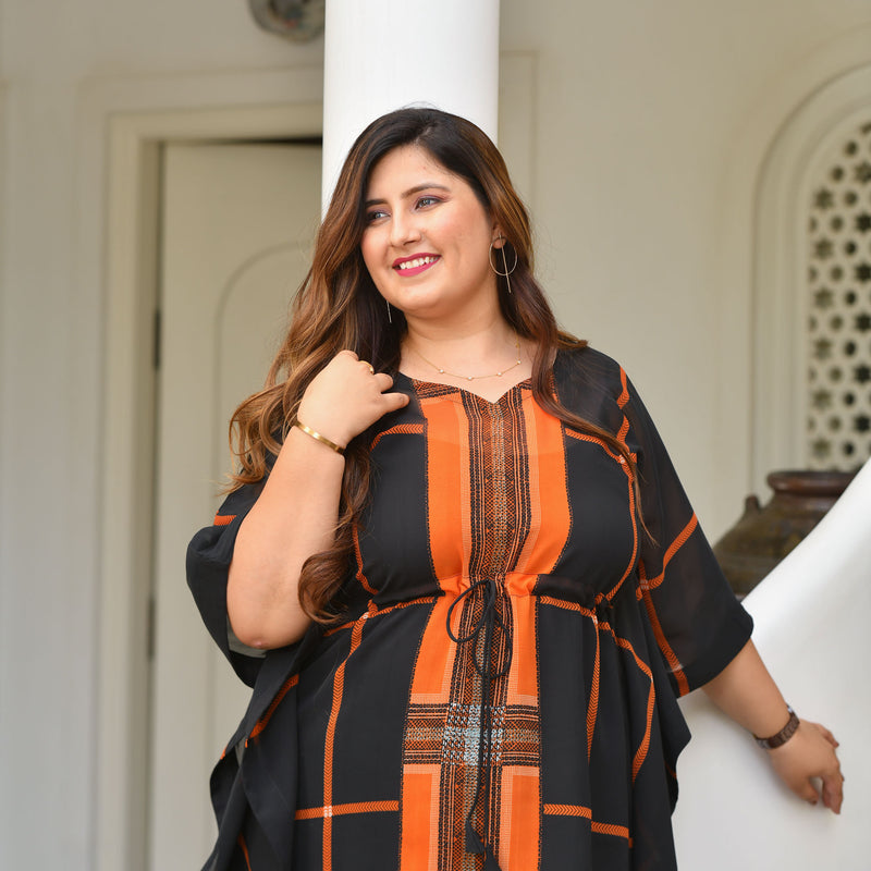 Blazing Black Georgette Kaftan Co-Ord Set
