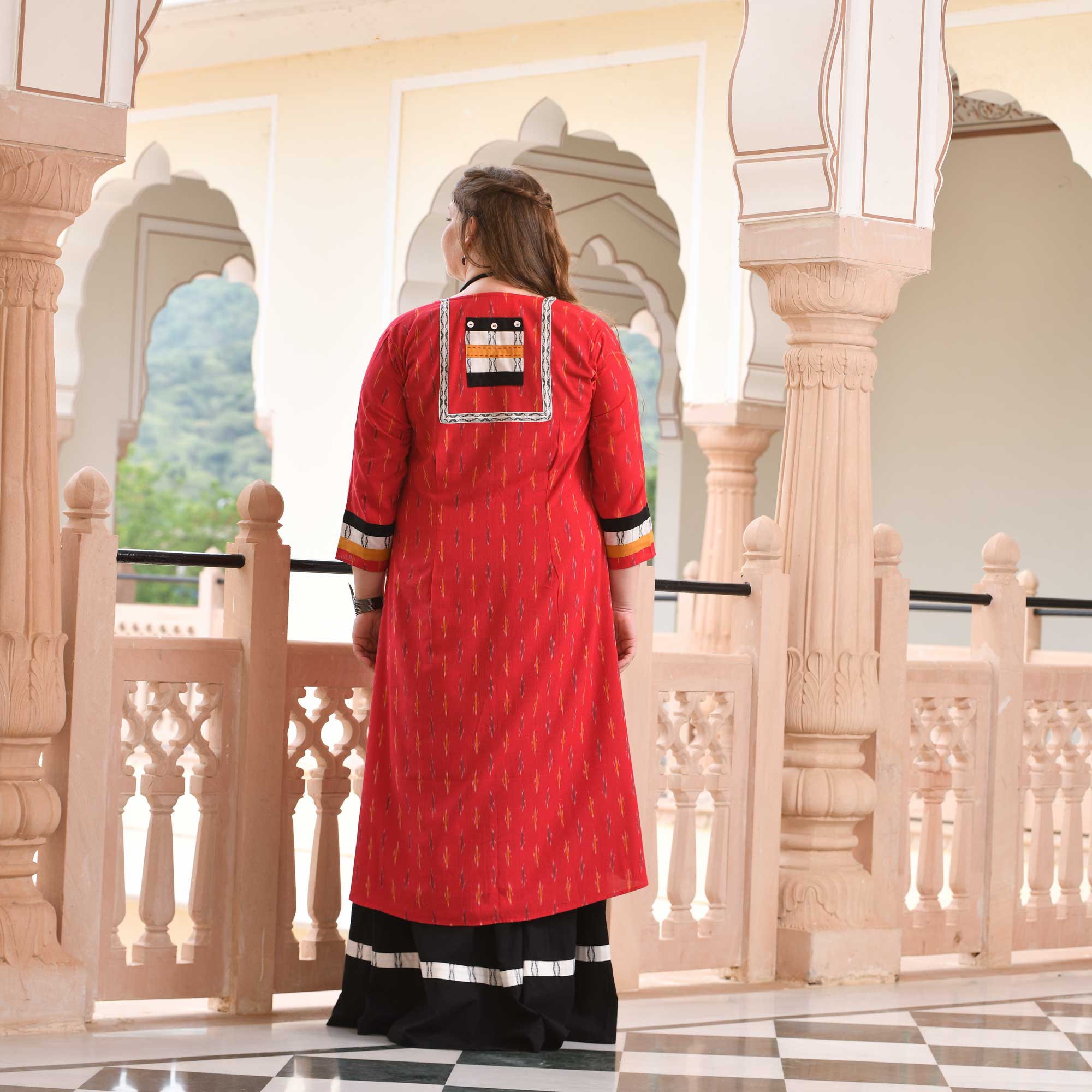 Gulaal Handwoven Ikkat Anarkali Cape Set