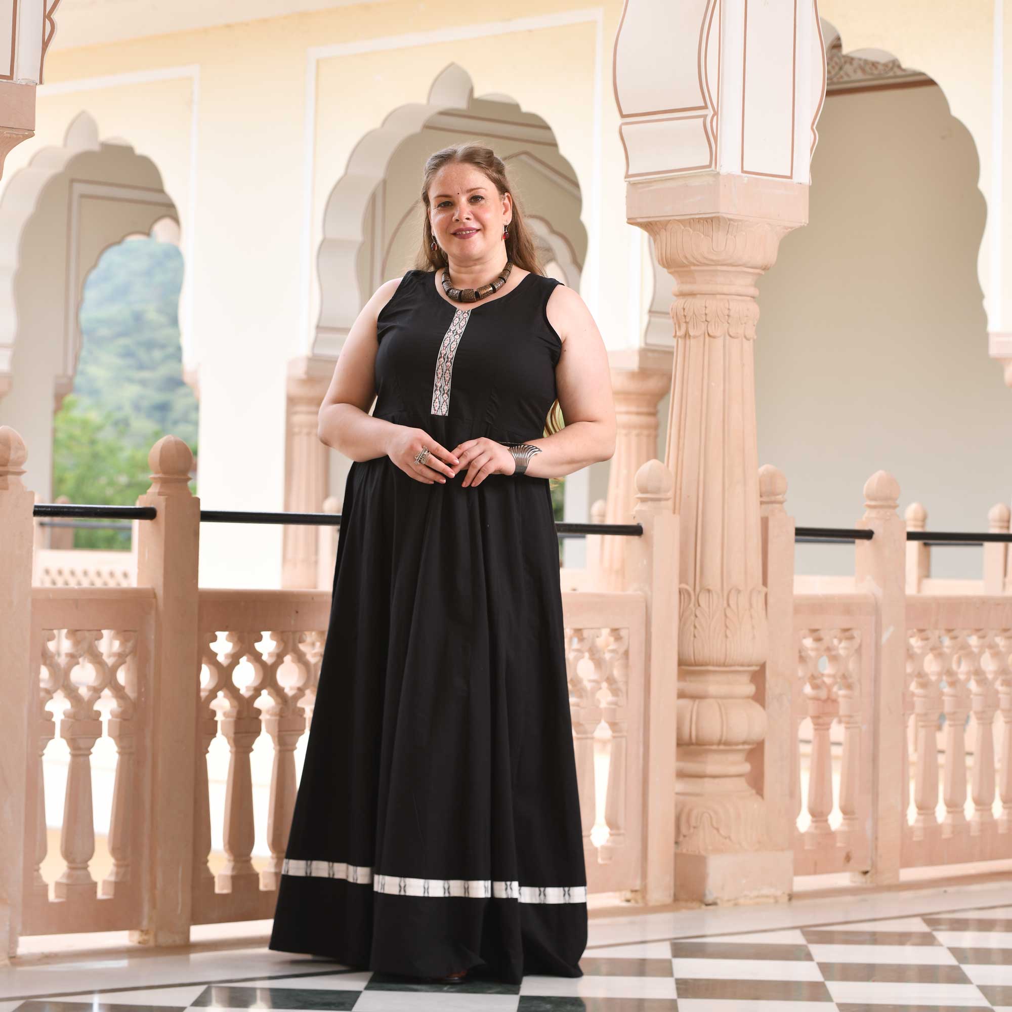 Gulaal Handwoven Ikkat Anarkali Cape Set