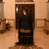 Dazzling Nightfall Scalloped Sequin Sharara Set