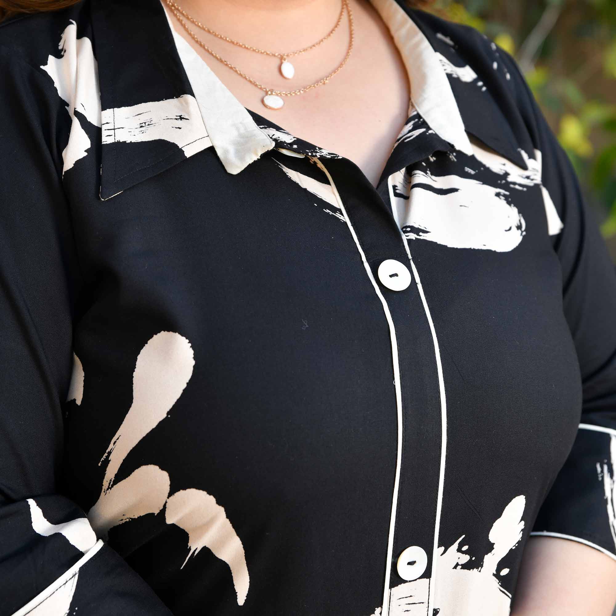 Chia Seeds- Black & White Abstract Heavy GSM Rayon Cotton Kurta