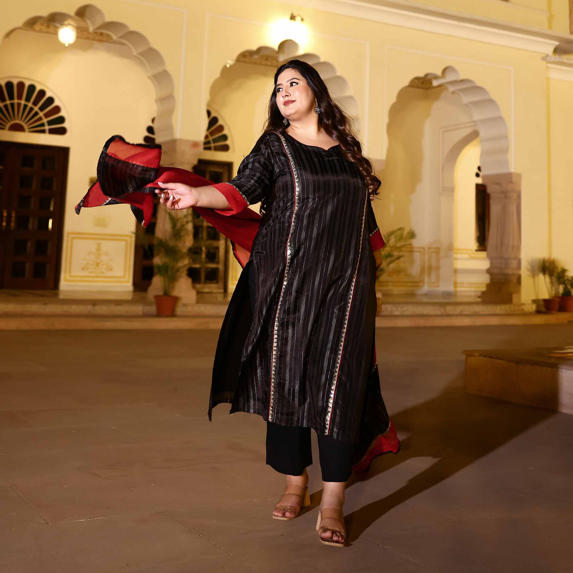 Lunar Eclipse Black Silk Kurta