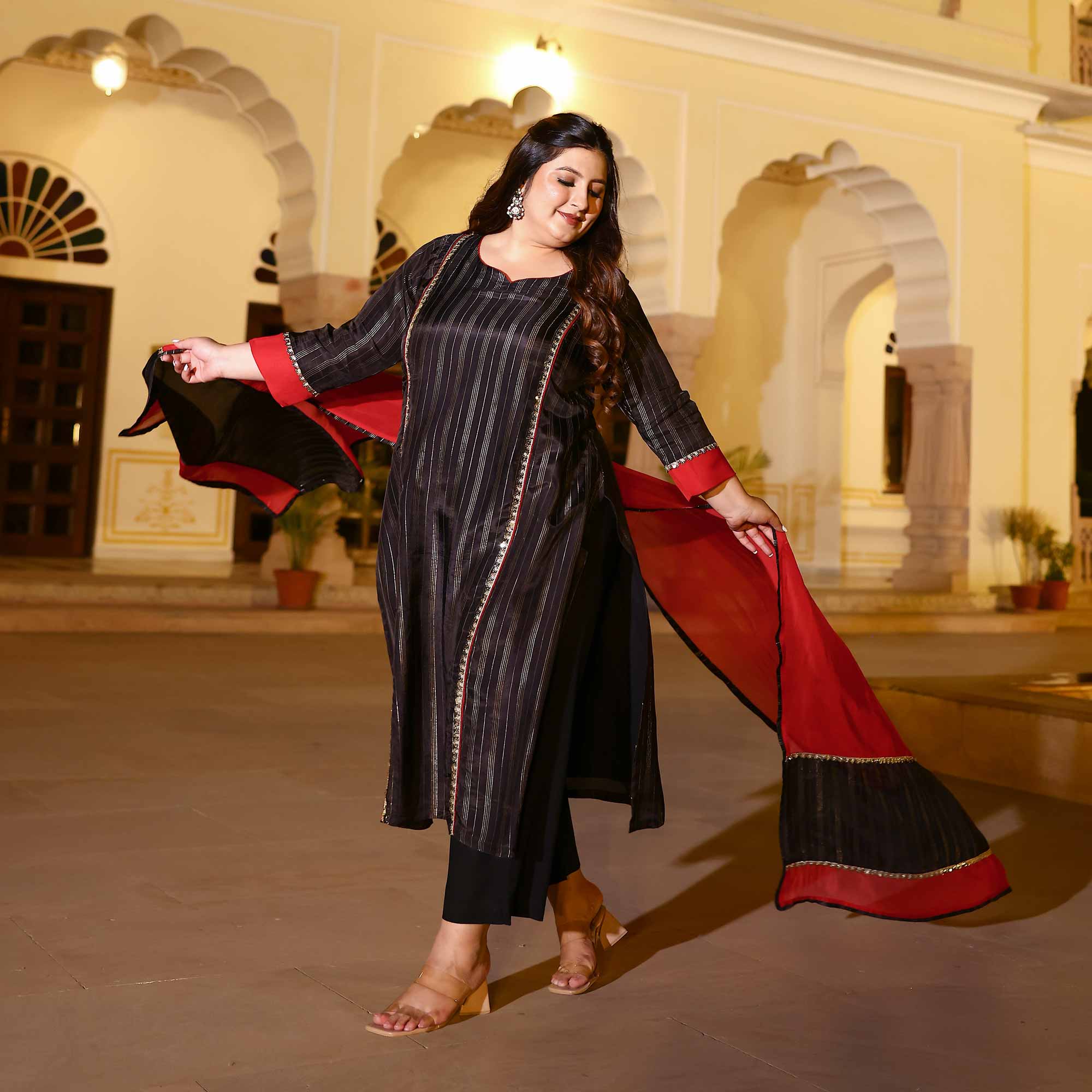 Lunar Eclipse Black Silk Kurta