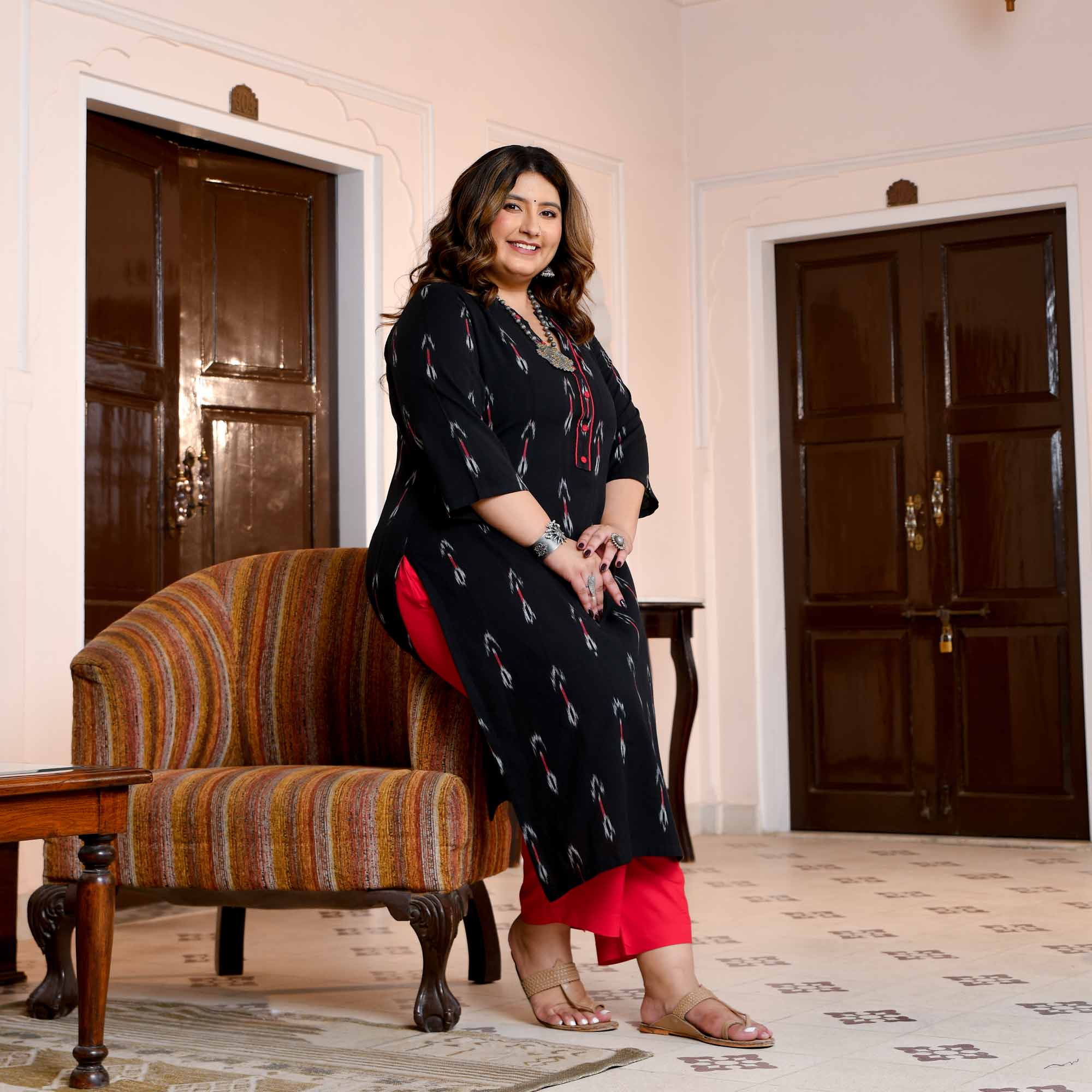 Malhar- Black Ikat Handwoven Organic Cotton Kurta