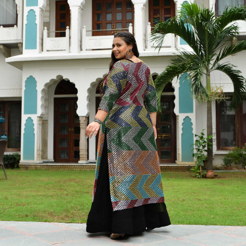Dazzling Sequin Radiance Georgette Anarkali Cape Set