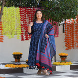 Jay Blue & Raspberry Floral Tassel Anarkali