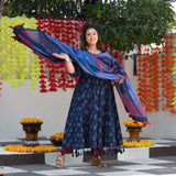 Jay Blue & Raspberry Floral Tassel Anarkali