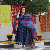 Jay Blue & Raspberry Floral Tassel Anarkali