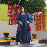 Jay Blue & Raspberry Floral Tassel Anarkali