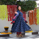 Jay Blue & Raspberry Floral Tassel Anarkali
