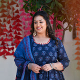 Jay Blue & Raspberry Floral Tassel Anarkali
