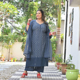Chand Ka Tukda Handblock Printed Chikankari Suit Set