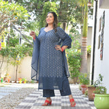 Chand Ka Tukda Handblock Printed Chikankari Suit Set