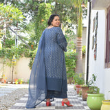 Chand Ka Tukda Handblock Printed Chikankari Suit Set