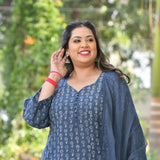 Chand Ka Tukda Handblock Printed Chikankari Suit Set