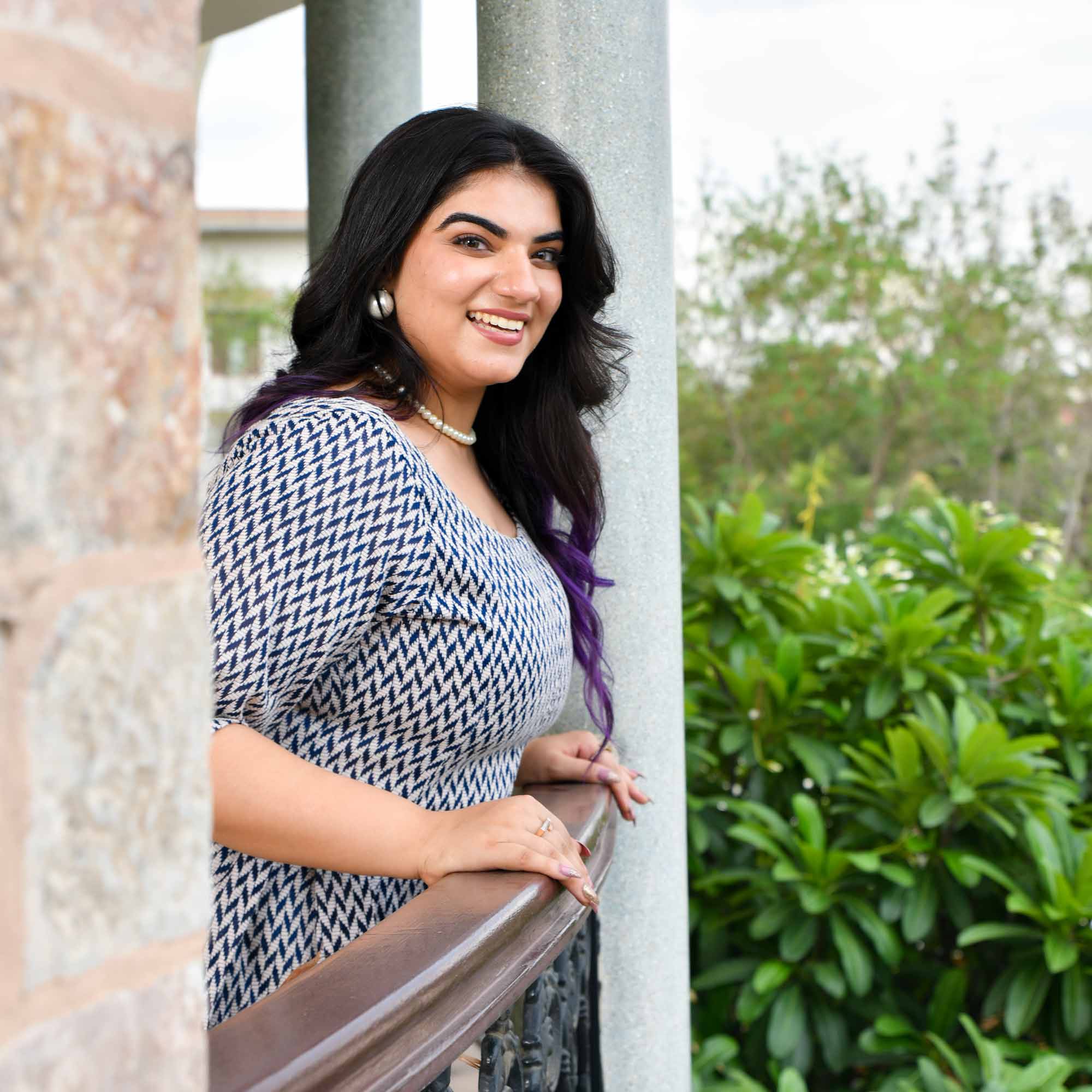 Waffle- Grey/Blue Knitted Cotton Aline Dress