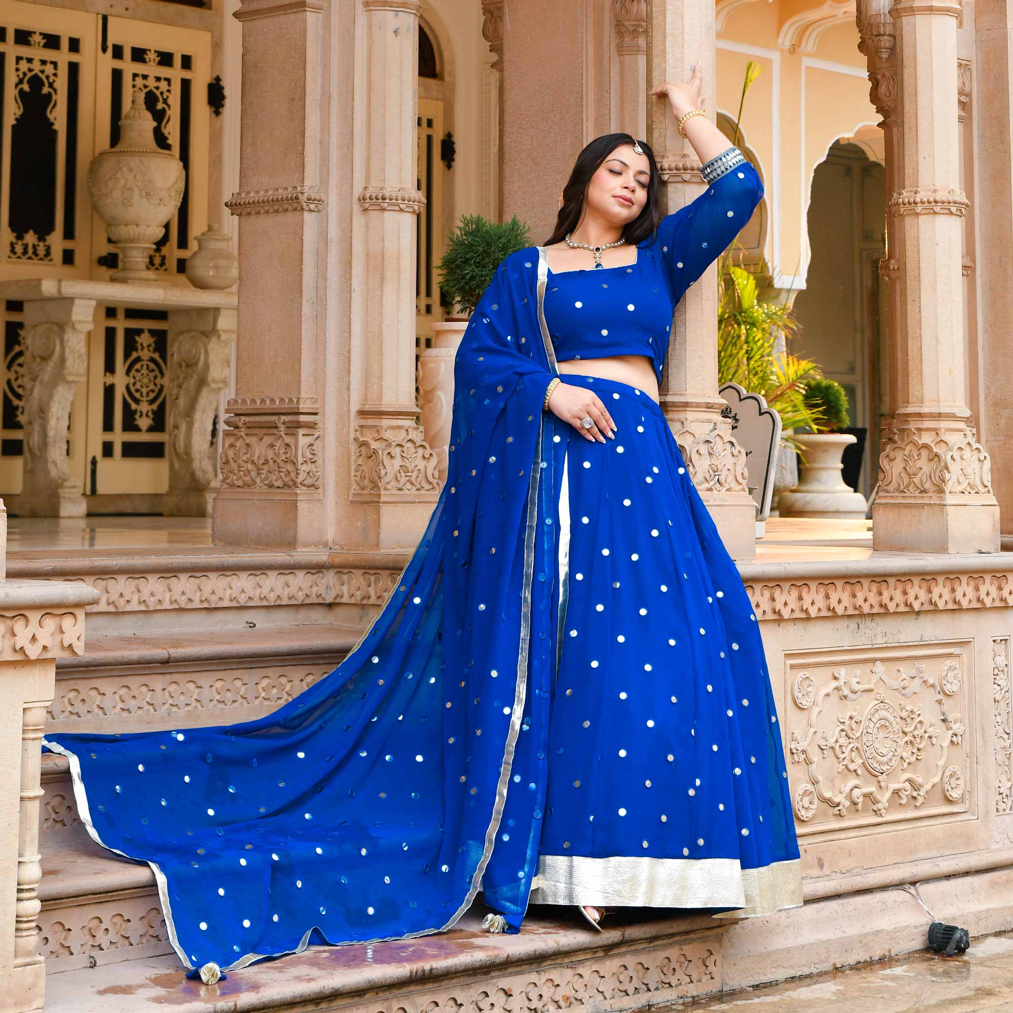 Gleaming Bay Radiance Georgette Lehenga Set