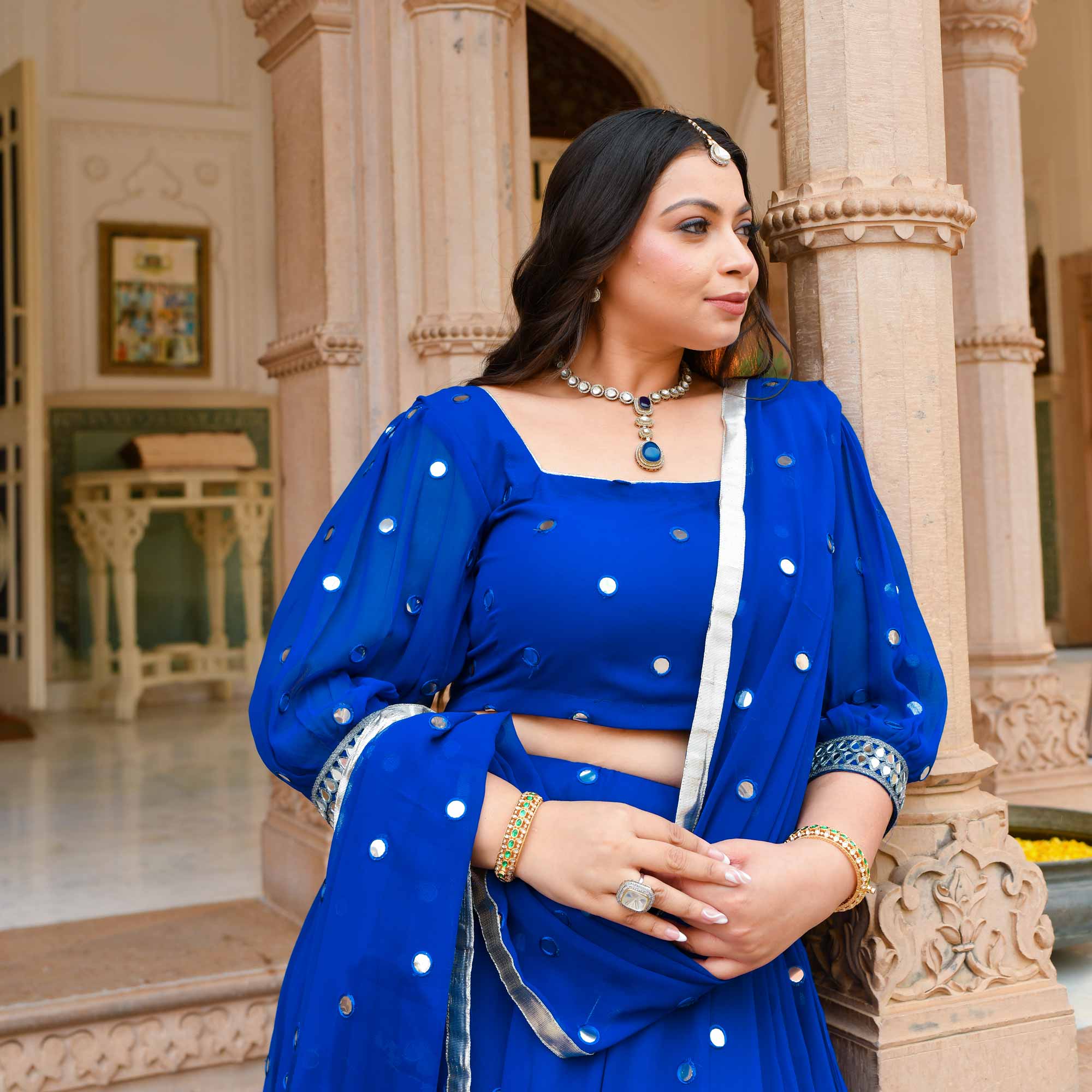 Gleaming Bay Radiance Georgette Lehenga Set