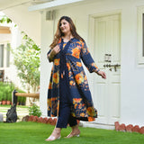 Blue Horizon & Tangy Tones Chikankari Cape Co-Ord Set