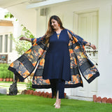 Blue Horizon & Tangy Tones Chikankari Cape Co-Ord Set