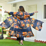Blue Horizon & Tangy Tones Chikankari Cape Co-Ord Set
