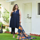 Blue Horizon & Tangy Tones Chikankari Cape Co-Ord Set