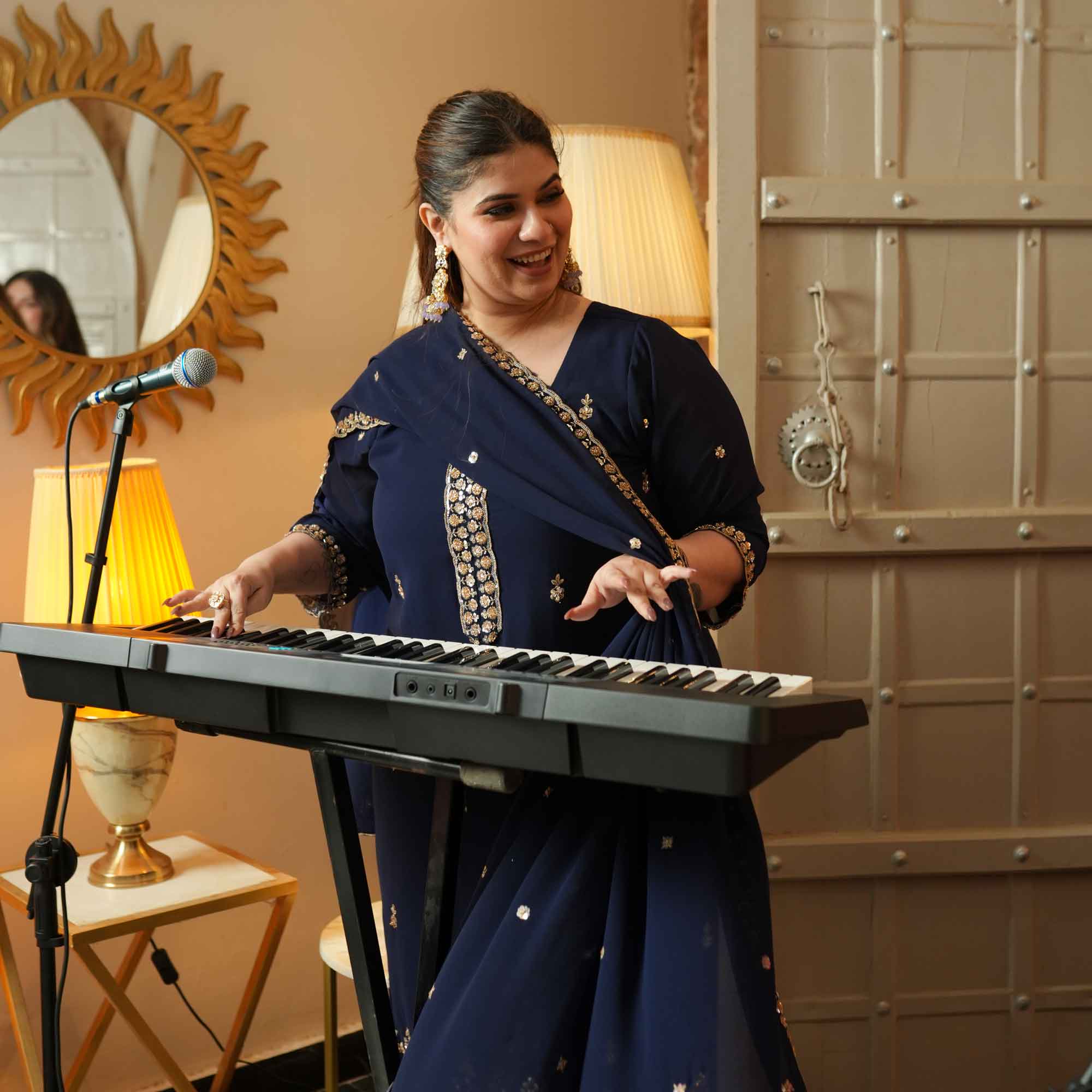 Badan Pe Sitare- Navy Blue Cutdana Embroidered Georgette Suit Set