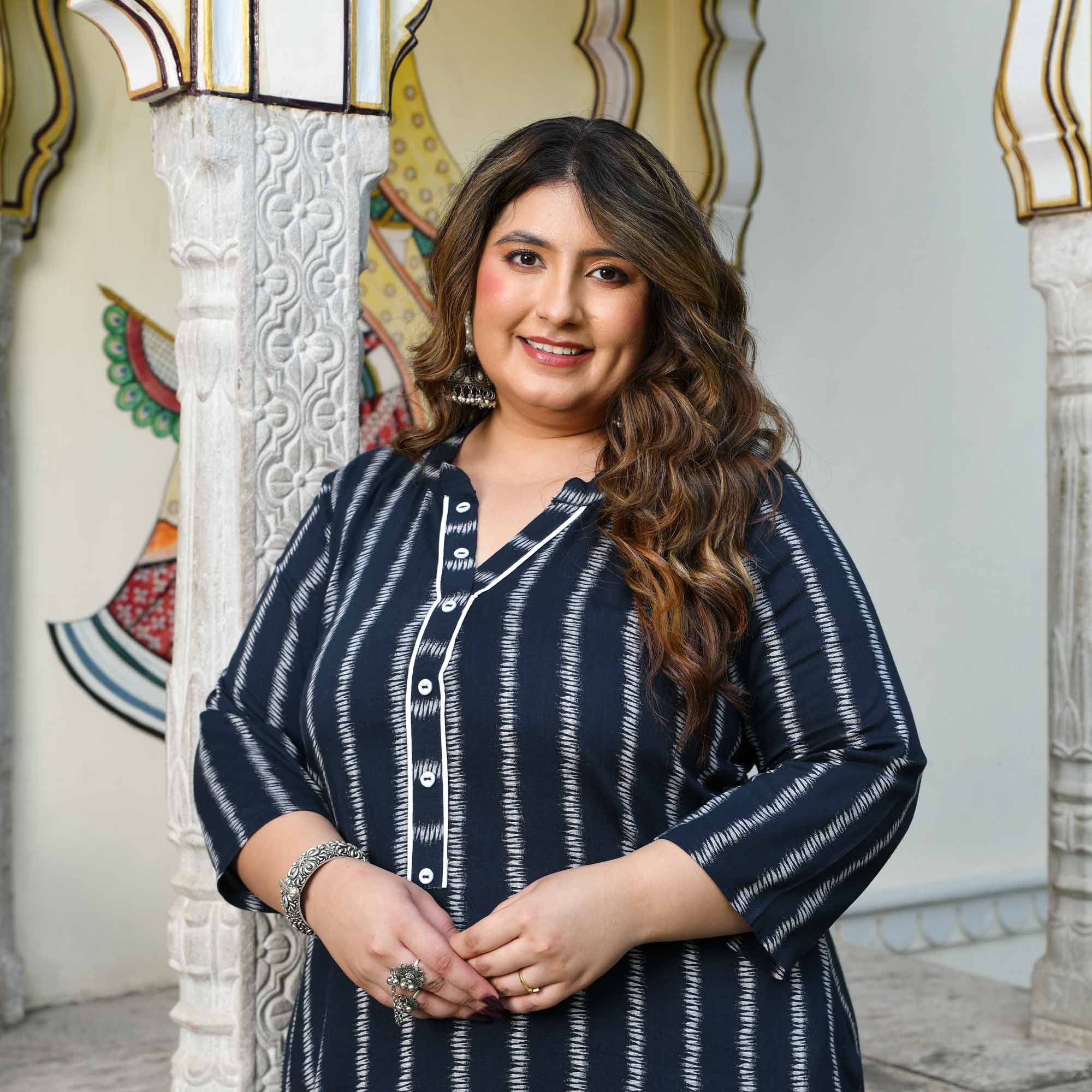 Sarang- Dark Blue Viscose Lycra Stretchable Kurta