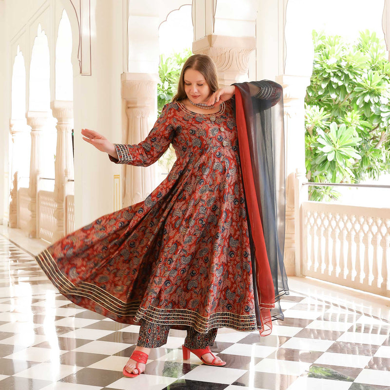 Regal Rosewood Modal Anarkali Set