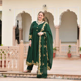 Imperial Green & Gold Embroidered Georgette Anarkali