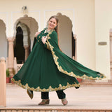 Imperial Green & Gold Embroidered Georgette Anarkali