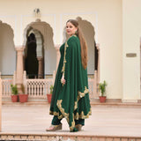 Imperial Green & Gold Embroidered Georgette Anarkali