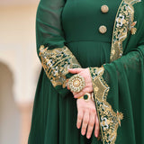 Imperial Green & Gold Embroidered Georgette Anarkali