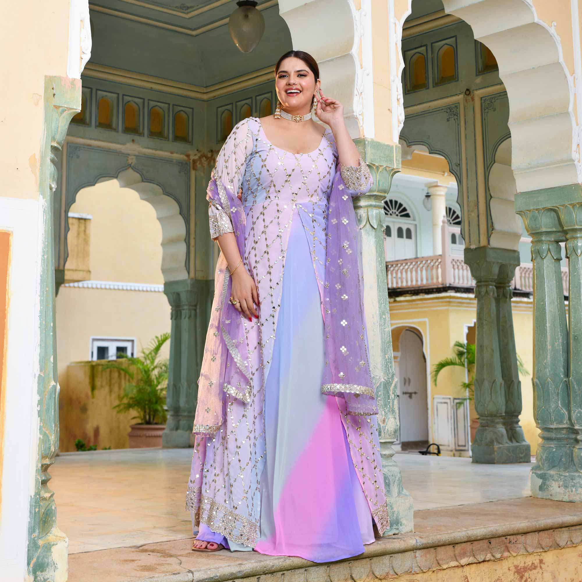 Aurora Beauty Sequin Embroidered Georgette Anarkali Dress