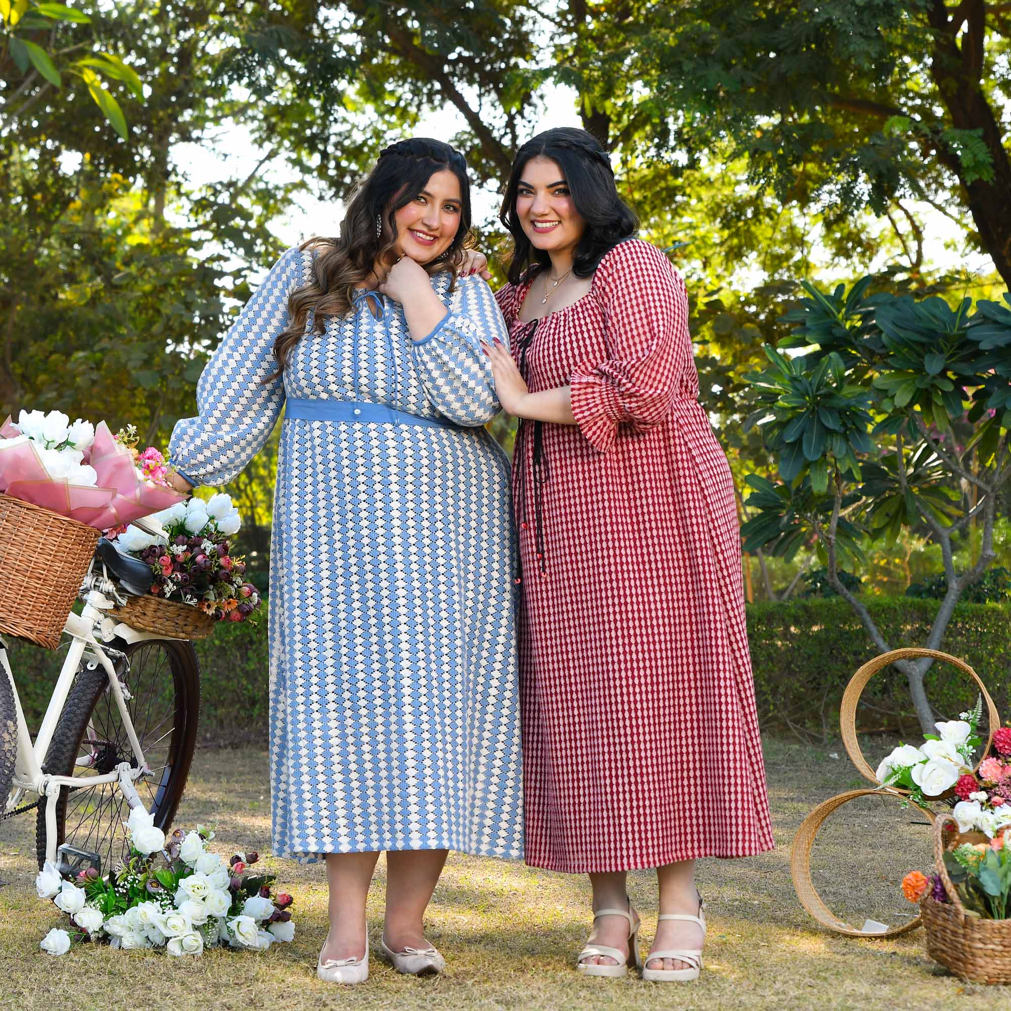 Greece- Sky Blue & White Cotton Knitted Laced Aline Dress