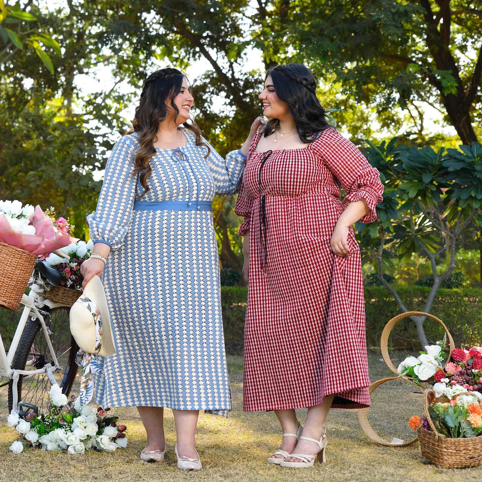 Greece- Sky Blue & White Cotton Knitted Laced Aline Dress