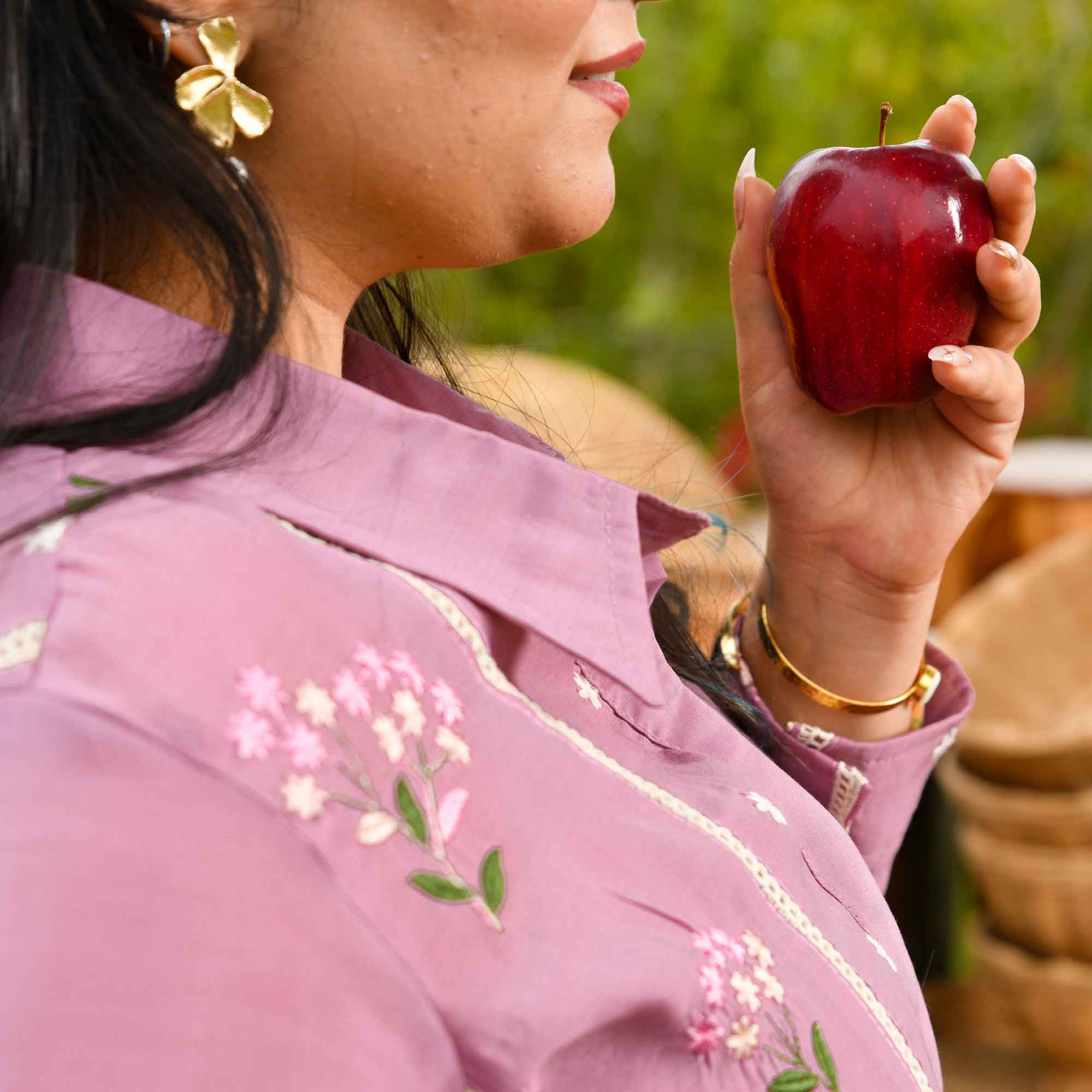 Star Fruit- Dusky Orchid Thread Embroidered Mul Chanderi Co-Ord Set  - Pre Order (Dispatch starts 2 April 26)