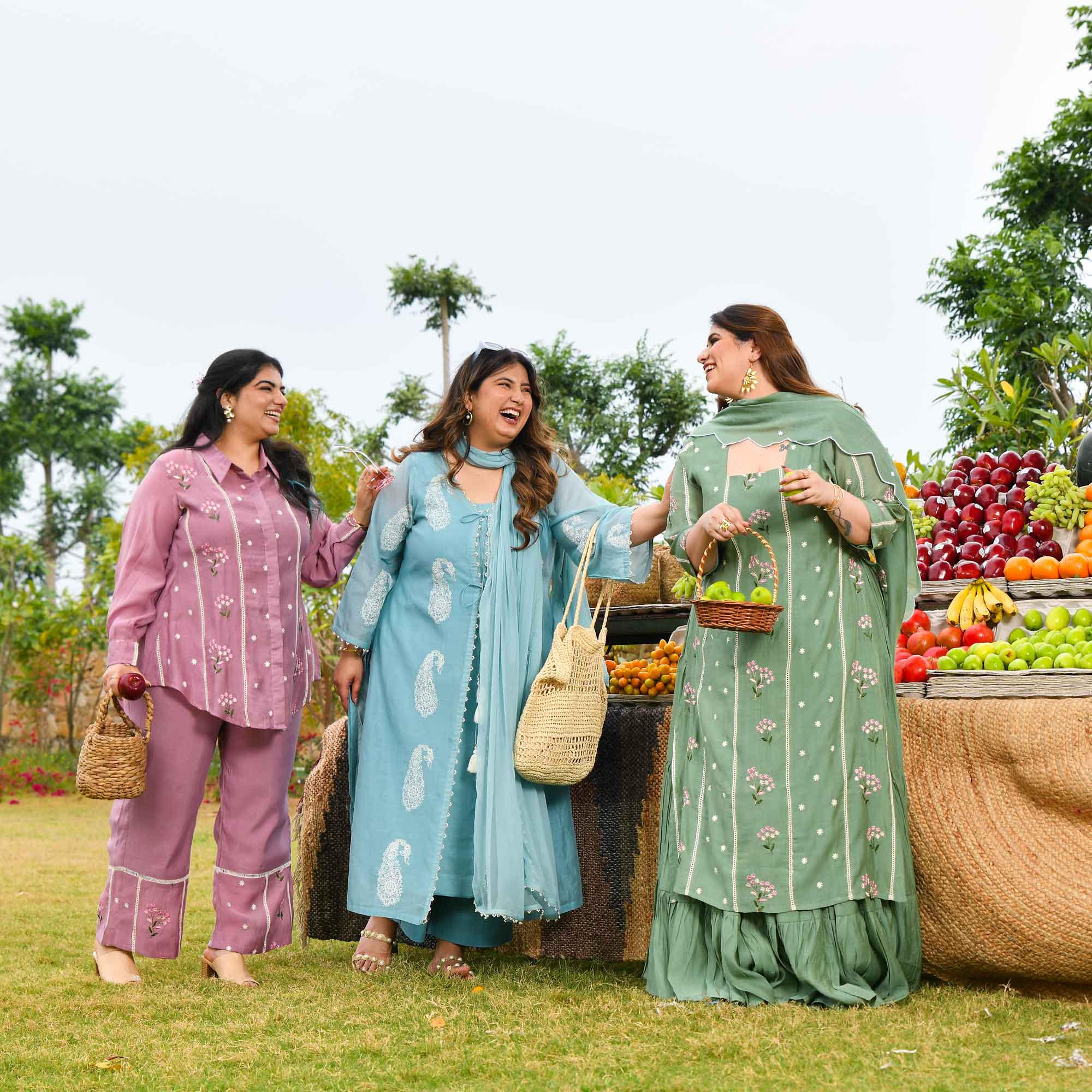 Arctic Berry- Powder Blue Paisley Thread Embroidered Mul Chanderi Cape Set  - Pre Order (Dispatch starts 2 April 26)