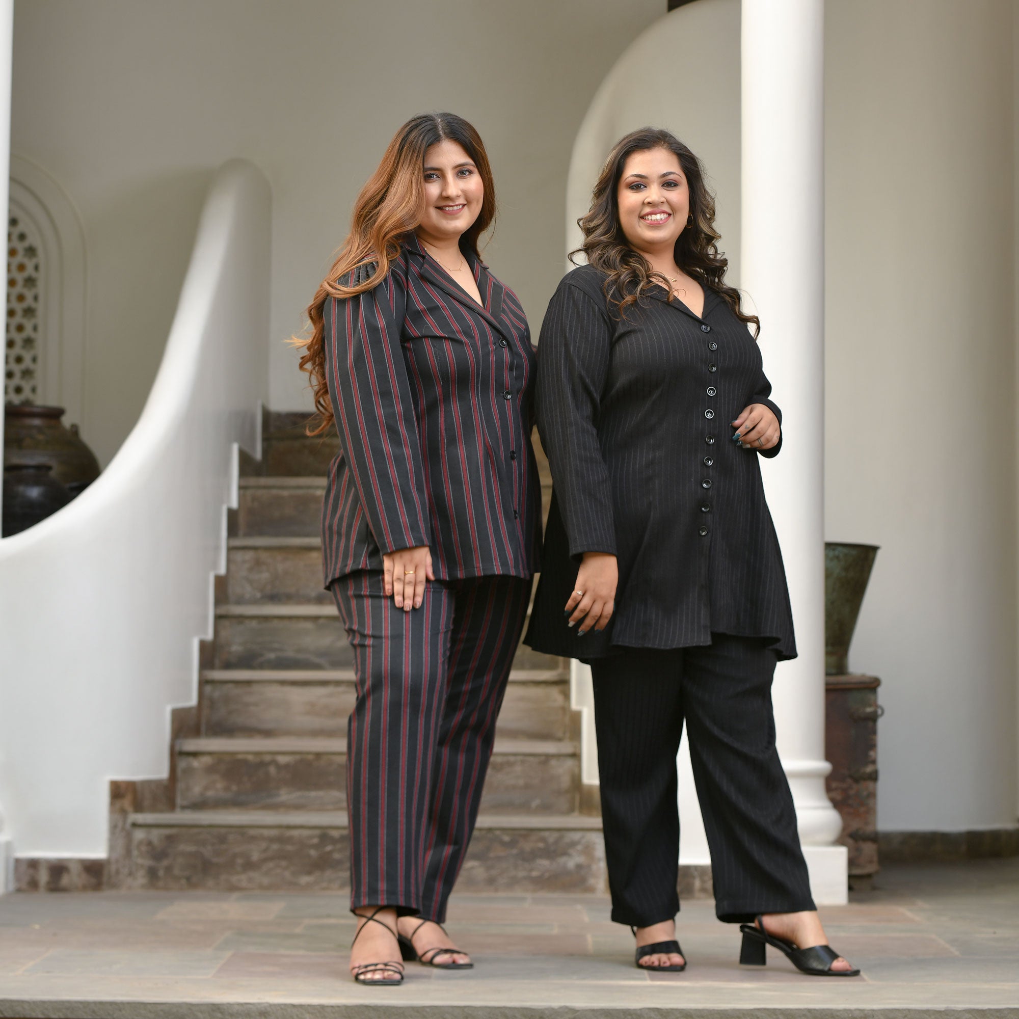 Classic Black Textured Blazer Pants Co-Ord Set