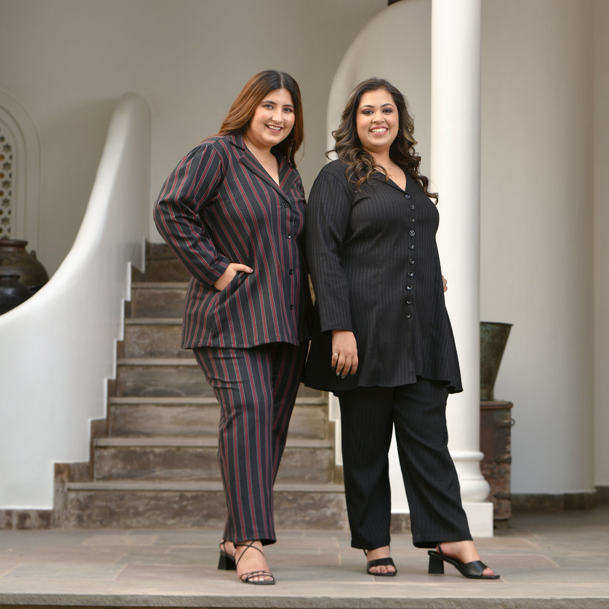 Classic Black Textured Blazer Pants Co-Ord Set