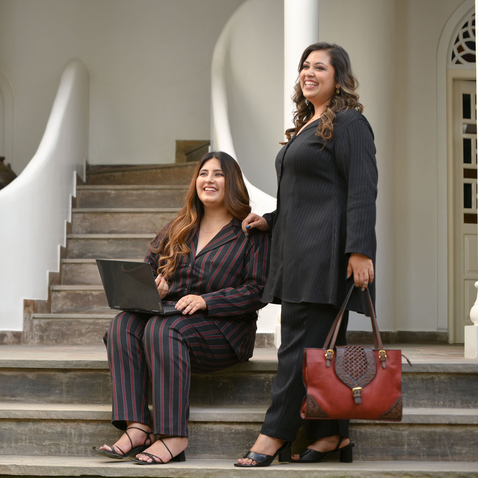 Classic Black Textured Blazer Pants Co-Ord Set