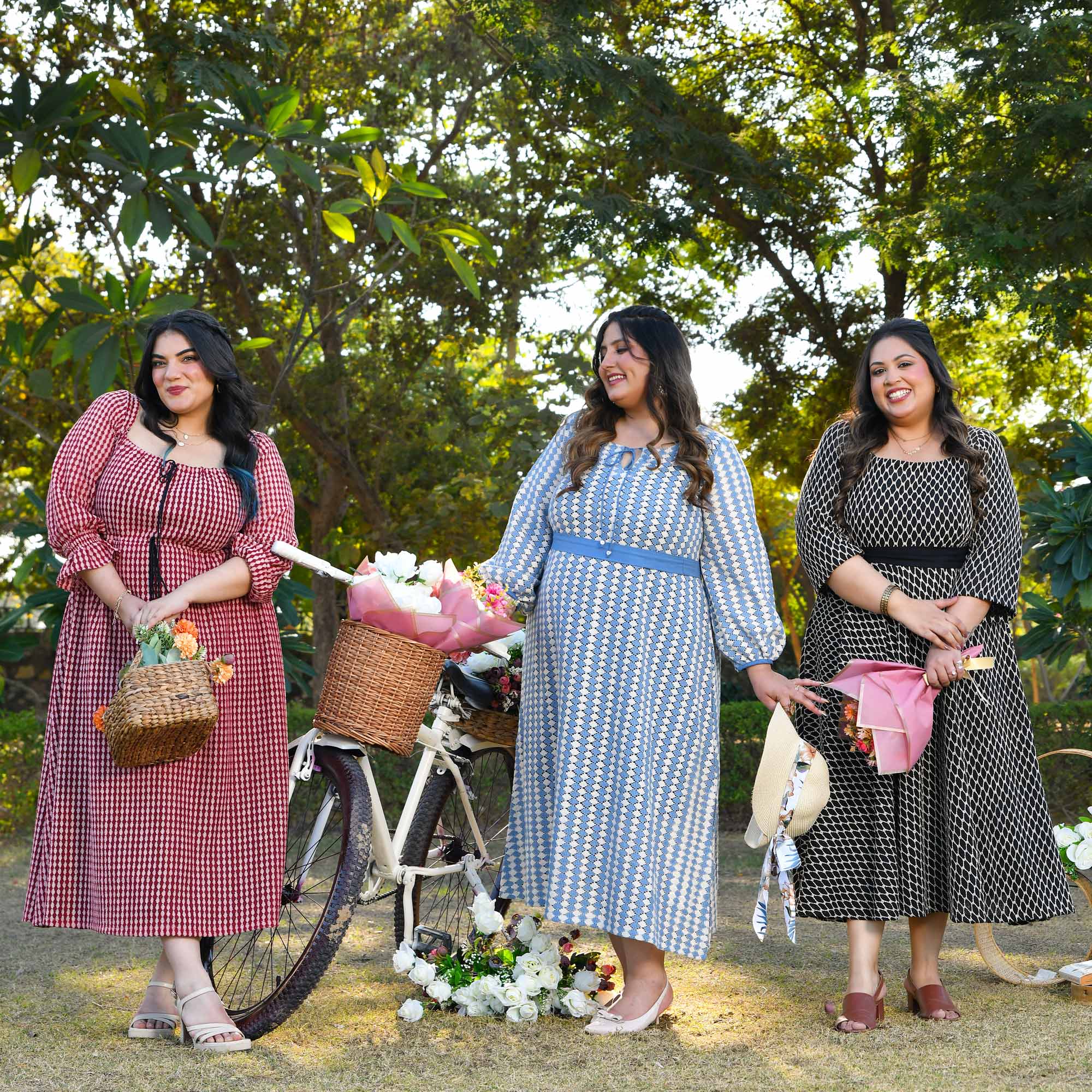 Greece- Sky Blue & White Cotton Knitted Laced Aline Dress